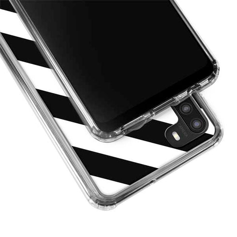 Black and White Geometric Stripes Galaxy A21 Clear Case