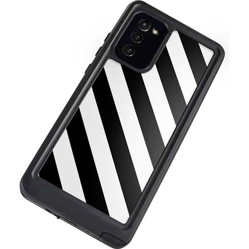 Black and White Geometric Stripes Galaxy Note20 5G Waterproof Case