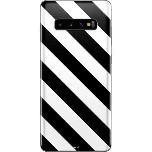 Black and White Geometric Stripes Galaxy S10 Plus Skin
