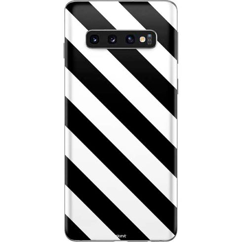 Black and White Geometric Stripes Galaxy S10 Skin
