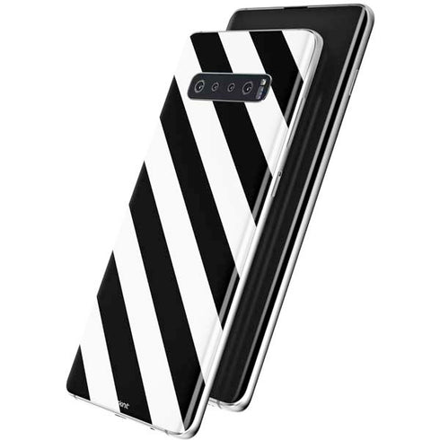 Black and White Geometric Stripes Galaxy S10 Skin