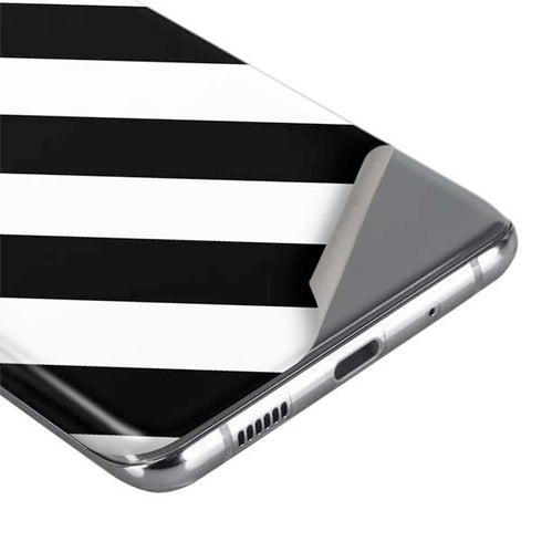 Black and White Geometric Stripes Galaxy S20 Plus Skin