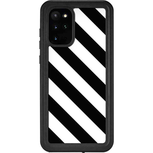Black and White Geometric Stripes Galaxy S20 Plus Waterproof Case