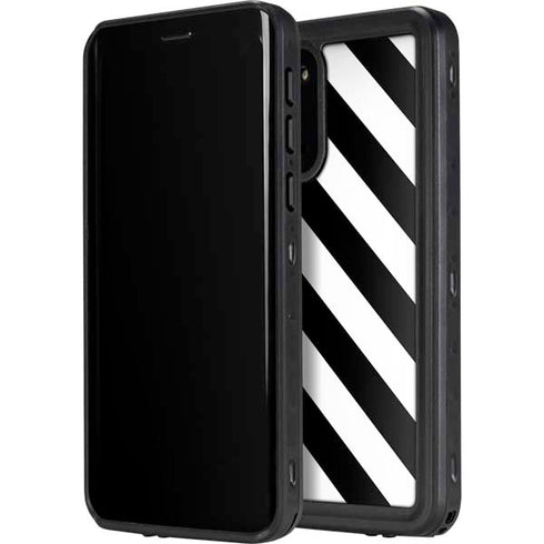 Black and White Geometric Stripes Galaxy S20 Plus Waterproof Case