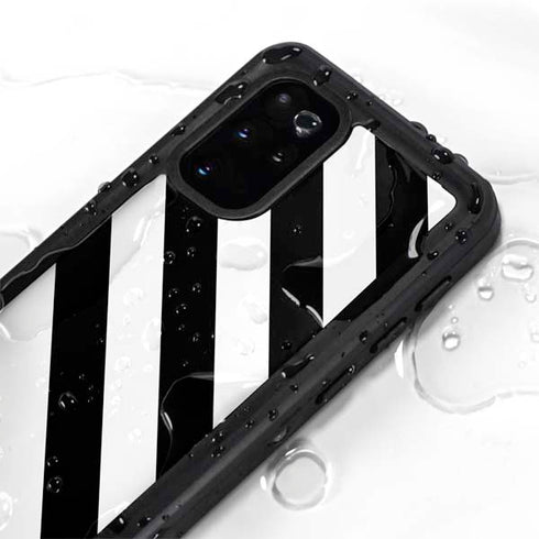 Black and White Geometric Stripes Galaxy S20 Plus Waterproof Case