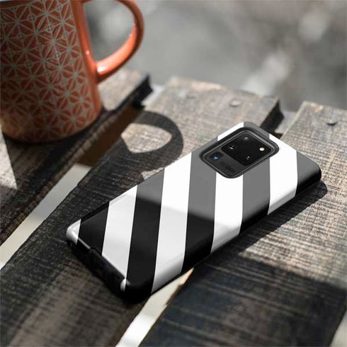 Black and White Geometric Stripes Galaxy S20 Ultra 5G Pro Case