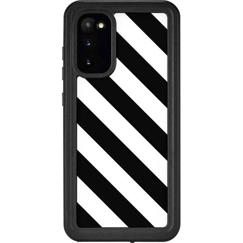 Black and White Geometric Stripes Galaxy S20 Waterproof Case
