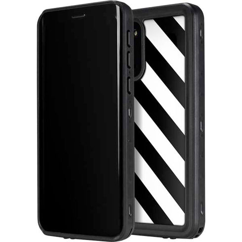 Black and White Geometric Stripes Galaxy S20 Waterproof Case