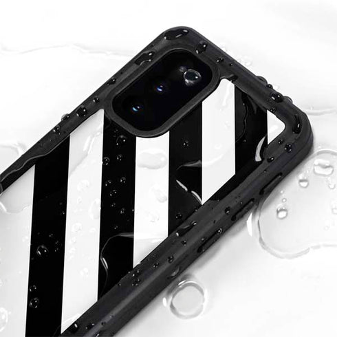 Black and White Geometric Stripes Galaxy S20 Waterproof Case