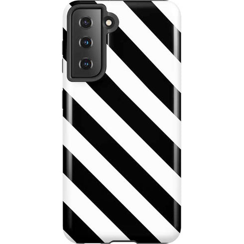 Black and White Geometric Stripes Galaxy S21 5G Pro Case