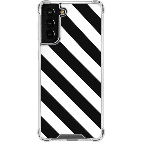 Black and White Geometric Stripes Galaxy S21 FE Clear Case