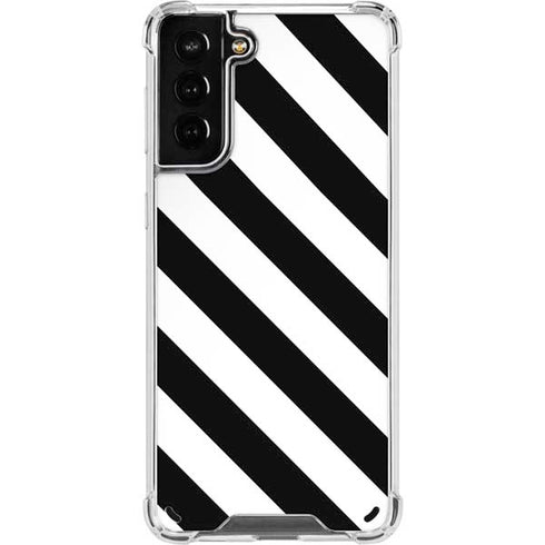 Black and White Geometric Stripes Galaxy S21 Plus 5G Clear Case