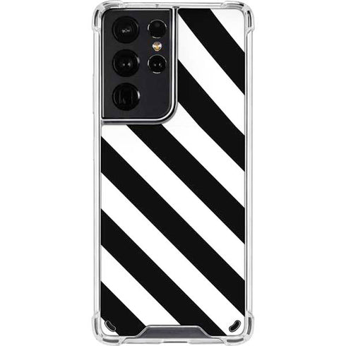 Black and White Geometric Stripes Galaxy S21 Ultra 5G Clear Case
