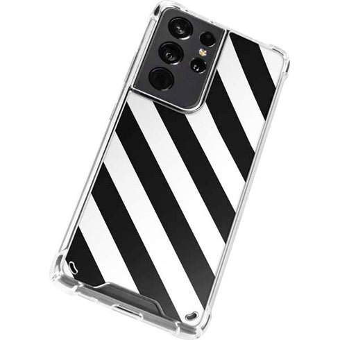 Black and White Geometric Stripes Galaxy S21 Ultra 5G Clear Case