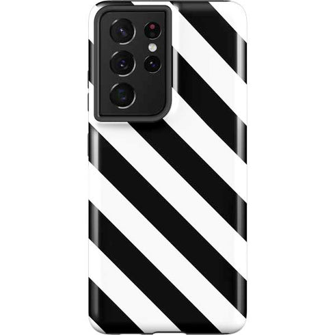 Black and White Geometric Stripes Galaxy S21 Ultra 5G Pro Case
