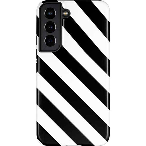 Black and White Geometric Stripes Galaxy S22 Pro Case