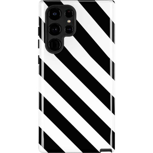 Black and White Geometric Stripes Galaxy S22 Ultra Pro Case
