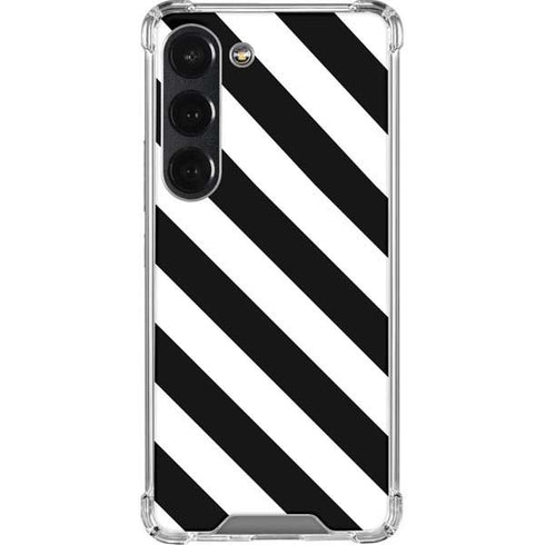 Black and White Geometric Stripes Galaxy S23 Clear Case