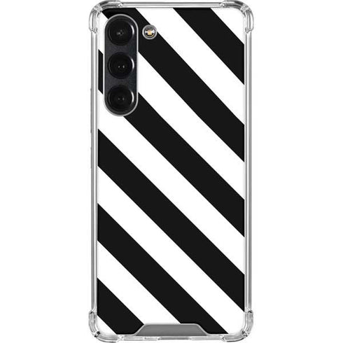 Black and White Geometric Stripes Galaxy S23 Plus Clear Case