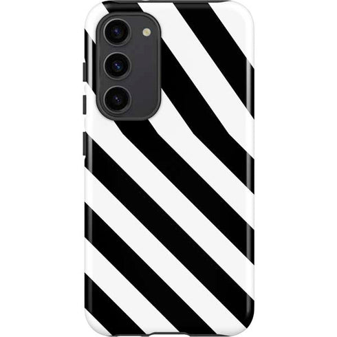 Black and White Geometric Stripes Galaxy S23 Plus Pro Case