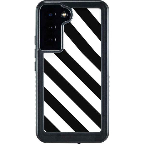 Black and White Geometric Stripes Galaxy S23 Plus Waterproof Case