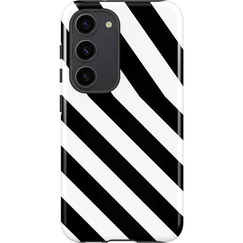 Black and White Geometric Stripes Galaxy S23 Pro Case