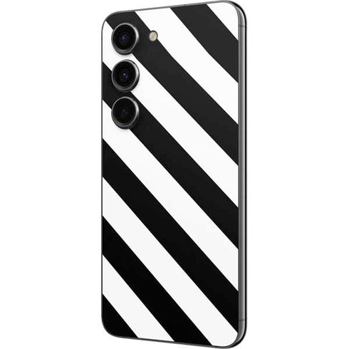 Black and White Geometric Stripes Galaxy S23 Skin