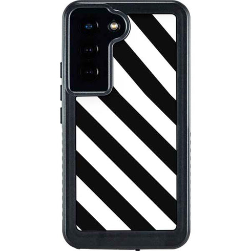 Black and White Geometric Stripes Galaxy S23 Waterproof Case