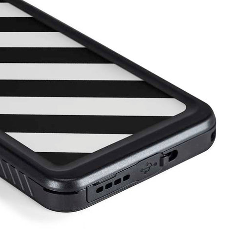 Black and White Geometric Stripes Galaxy S23 Waterproof Case