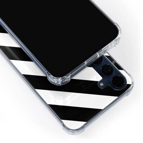 Black and White Geometric Stripes Galaxy S24 Clear Case