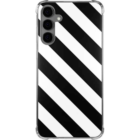 Black and White Geometric Stripes Galaxy S24 Plus Clear Case
