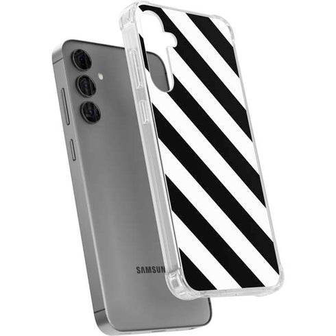 Black and White Geometric Stripes Galaxy S24 Plus Clear Case