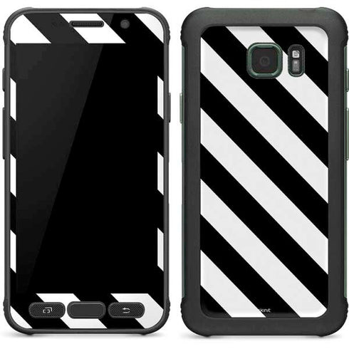 Black and White Geometric Stripes Galaxy S7 Active Skin