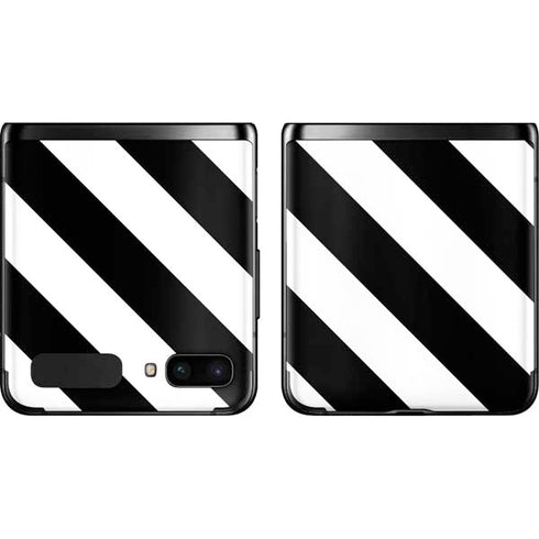 Black and White Geometric Stripes Galaxy Z Flip Skin