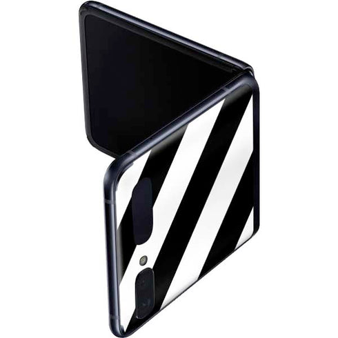 Black and White Geometric Stripes Galaxy Z Flip Skin