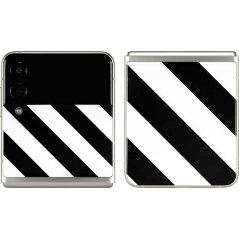 Black and White Geometric Stripes Galaxy Z Flip3 5G Skin