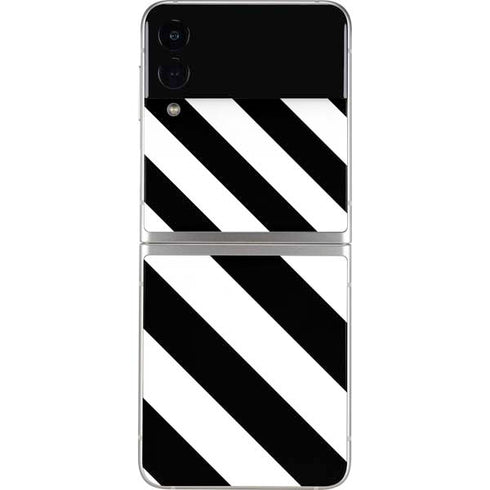 Black and White Geometric Stripes Galaxy Z Flip3 5G Skin