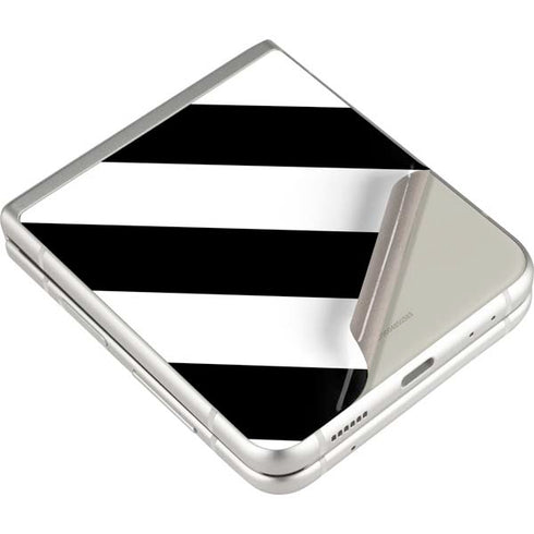 Black and White Geometric Stripes Galaxy Z Flip3 5G Skin