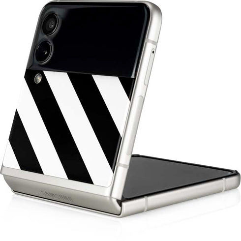 Black and White Geometric Stripes Galaxy Z Flip3 5G Skin