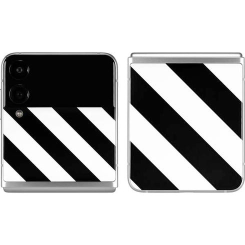 Black and White Geometric Stripes Galaxy Z Flip4 5G Skin