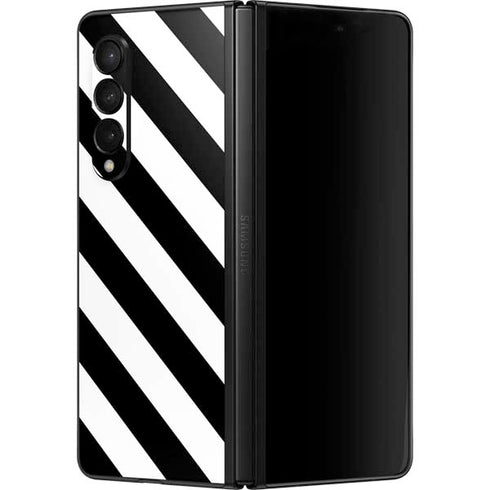 Black and White Geometric Stripes Galaxy Z Fold3 5G Skin