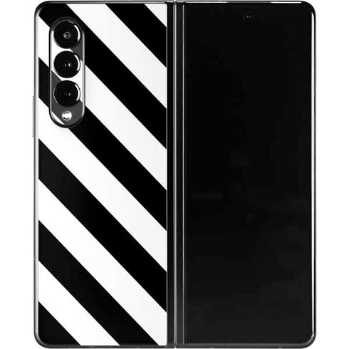 Black and White Geometric Stripes Galaxy Z Fold3 5G Skin