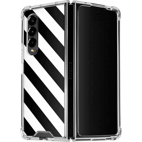Black and White Geometric Stripes Galaxy Z Fold4 5G Clear Case