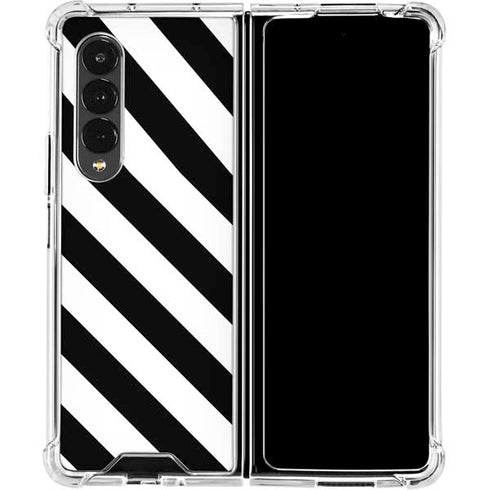 Black and White Geometric Stripes Galaxy Z Fold4 5G Clear Case