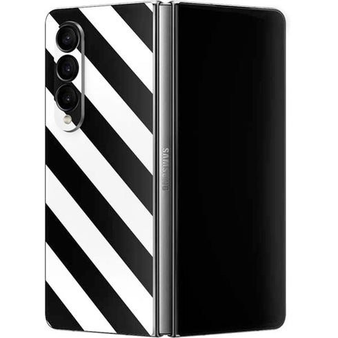 Black and White Geometric Stripes Galaxy Z Fold4 5G Skin
