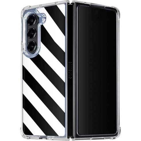 Black and White Geometric Stripes Galaxy Z Fold5 5G Clear Case