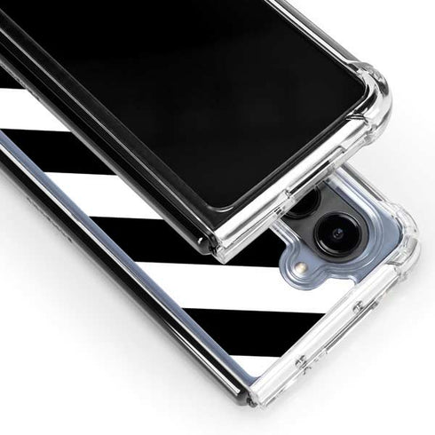 Black and White Geometric Stripes Galaxy Z Fold5 5G Clear Case