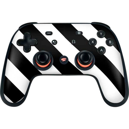 Black and White Geometric Stripes Google Stadia Controller Skin