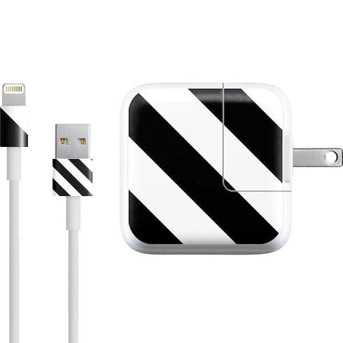 Black and White Geometric Stripes iPad Charger (10W USB) Skin