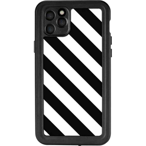 Black and White Geometric Stripes iPhone 11 Pro Max Waterproof Case